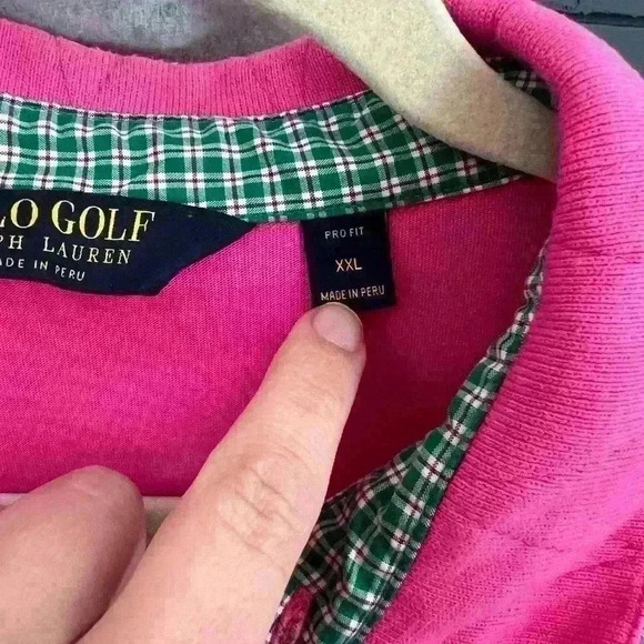 RALPH LAUREN GOLF Polo Shirt - Xxl - Pro Fit - Pink Green Gingham - Picture 5 of 5